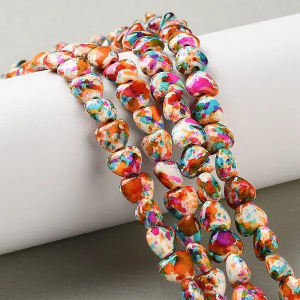 Spray Printed Synthetic Turquoise Beads Strands