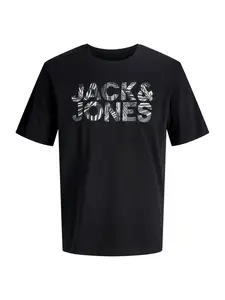 JACK & JONES Tričko 'JJEJeff'  tmavosivá / čierna / biela