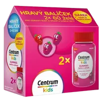 CENTRUM Kids Gummies, Malina a jahoda želé, Dárkové balení 2 x 60 tablet