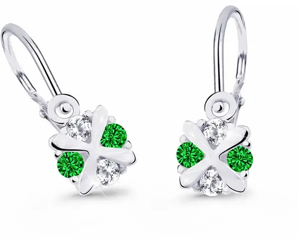 Cutie Jewellery Nežné detské náušnice z bieleho zlata C2753-10-X-2 zelená