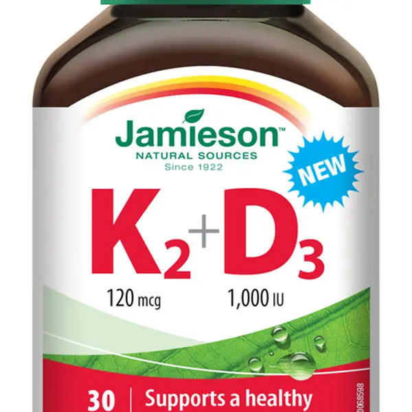 JAMIESON Vitamíny K2 120 mcg a D3 1000 IU 30 kapslí