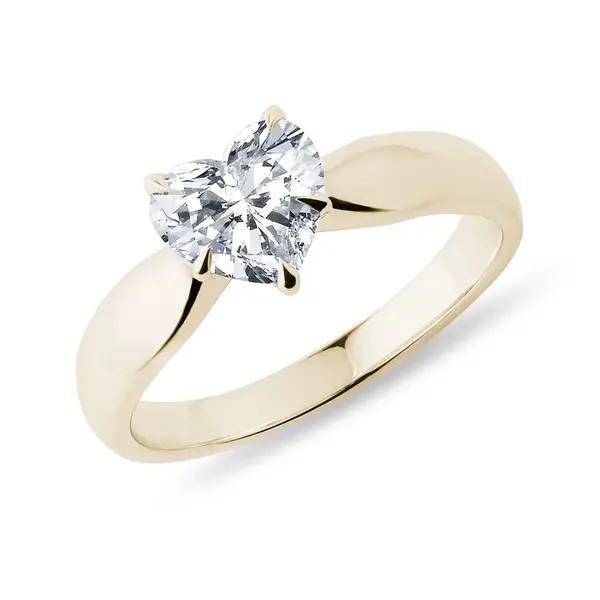 Zlatý prsten s lab grown diamantem ve tvaru srdce KLENOTA