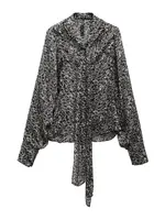 MANGO Blúzka  tmavosivá / čierna / biela