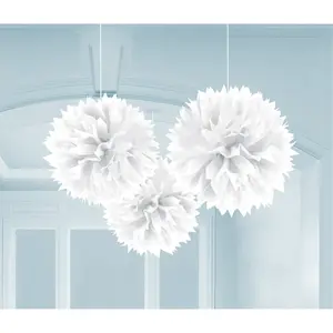 Pomponové gule biele 40cm 3ks