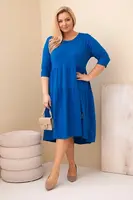 Plus size šaty s volánmi a ohrnutými rukávmi