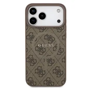 Zadní kryt Guess PU Leather 4G Colored Ring Magnetic pro Apple iPhone 17 Pro Max, hnědá