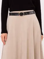 Béžová midi sukně s páskem