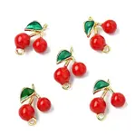 5Pcs Brass FireBrick Enamel Connector Charms