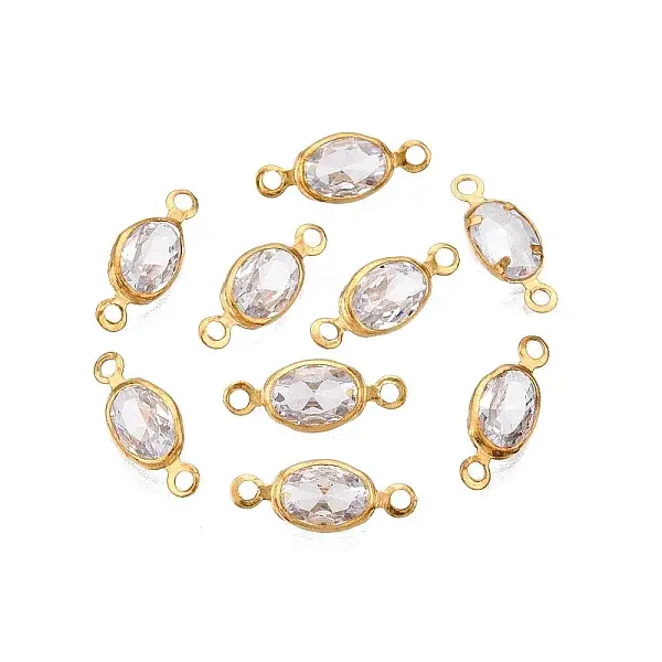 Brass Clear Cubic Zirconia Connector Charms
