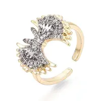 Brass Micro Pave Clear Cubic Zirconia Cuff Open Rings