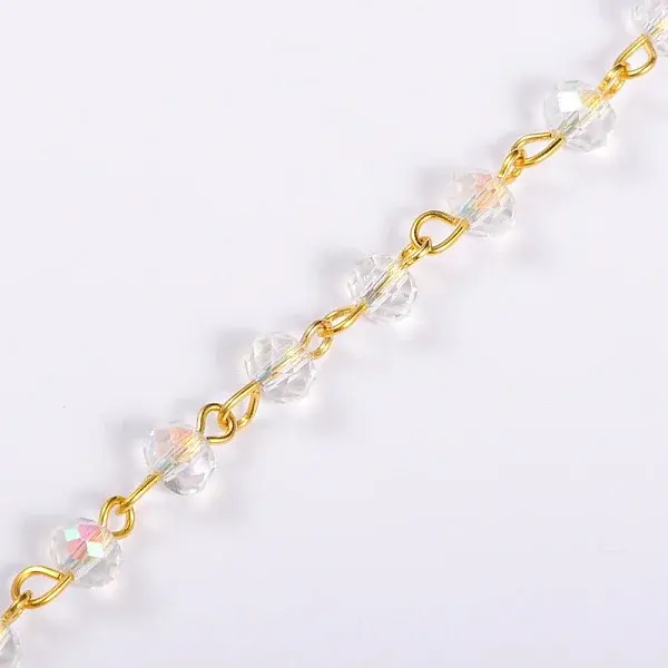 Handmade Rondelle Glass Beads Chains for Necklaces Bracelets Making