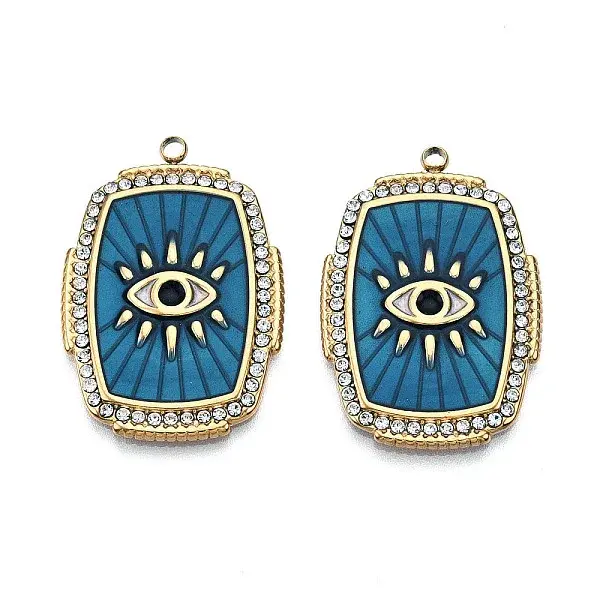Ion Plating(IP) 304 Stainless Steel Evil Eye Enamel Pendants