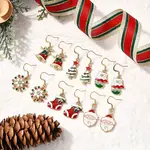 6 Pairs Alloy Enamel Dangle Earrings