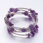 Four Loops Wrap Amethyst Beads Bracelets