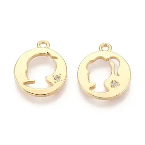 Brass Micro Pave Clear Cubic Zirconia Pendants