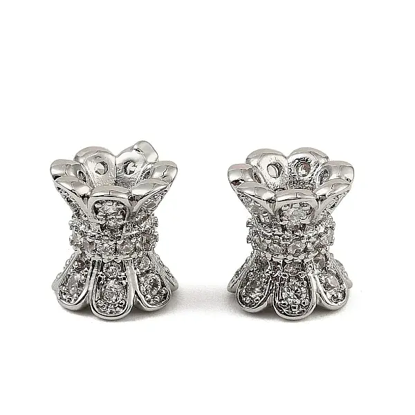 Brass Micro Pave Cubic Zirconia Beads