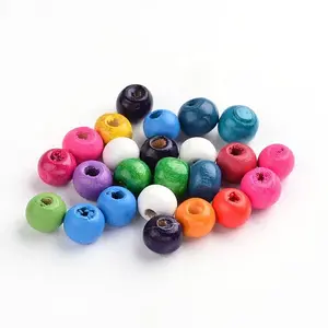 Dyed Natural Wood Beads