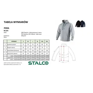 Mikina s kapucí PORA, 3XL, šedá, STALCO