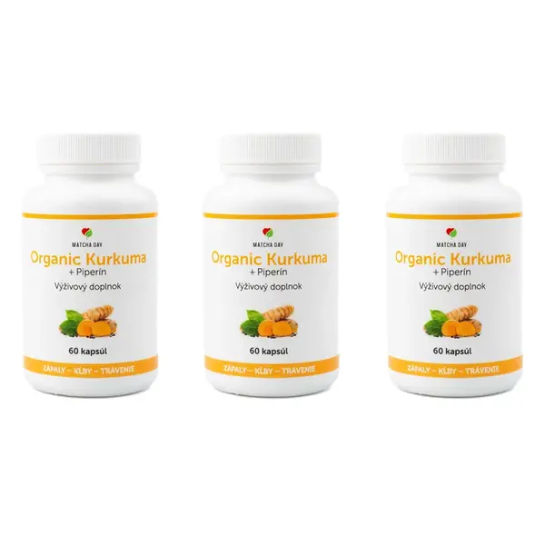 MatchaDay - Kurkuma organic + piperín 3x 60 kapsúl