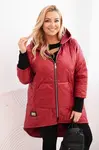 Kesi Włoski Dámská zimní bunda Plus Size prošívaná s kapucí bordová