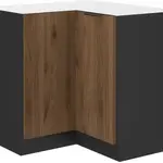 Dolní rohová kuchyňská skříňka Monza, 90/90 cm, ořech/černá