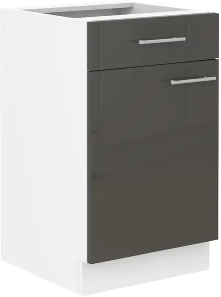 Spodní skříňka Lara 50 D 1F 1S BB - Premium Box Barva korpusu: Bílá, Barva dvířek: Šedý lesk
