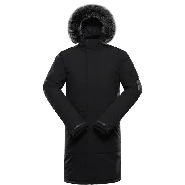 ALPINE PRO WUSS Pánsky zimný kabát, čierna, veľkosť