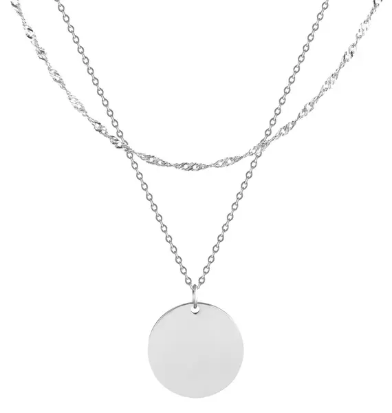 Troli Dvojitý oceľový náhrdelník s kruhovým príveskom