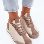 Dámské Kožené Sportovní Boty Béžové Laura Messi 2935