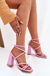 Boto Dámské sandály na podpatku s pásky růžové Ciarilora