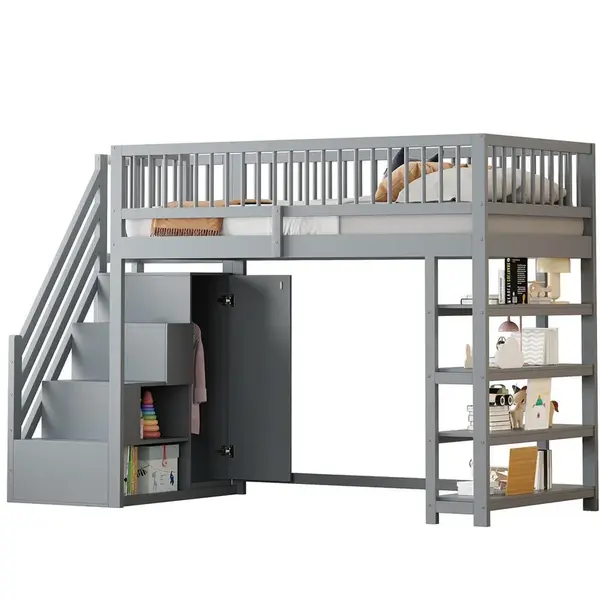 CHICFURN VYVÝŠENÁ POSTEL 90/200 cm v šedé barvě s úložným prostorem