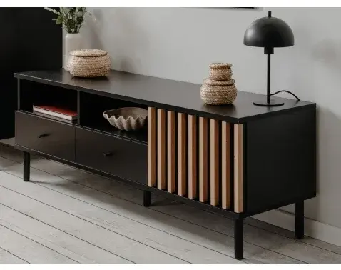 TV skříňka Monea, černý/dub artisan