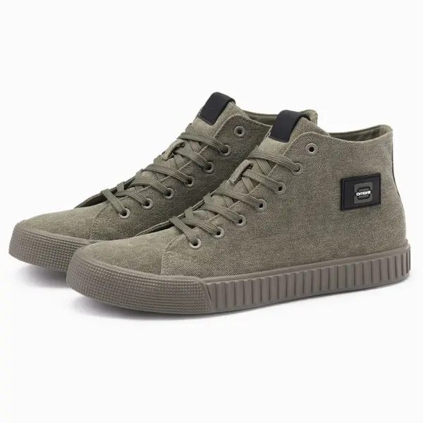 Ombre Men's high top canvas sneakers shoes - olive