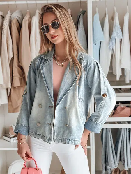 Kurtka damska jeansowa oversize OVERSOLI niebieska Dstreet