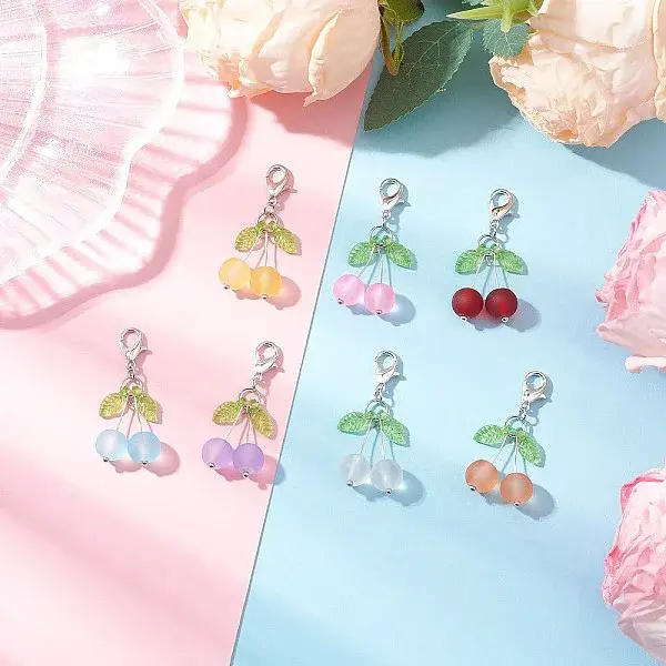 7Pcs Glass Cherry Pendant Decorations
