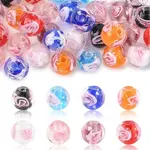32Pcs 8 Colors Handmade Luminous Inner Flower Lampwork Beads