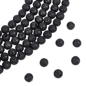 5 Strands Natural Lava Rock Round Beads Strands