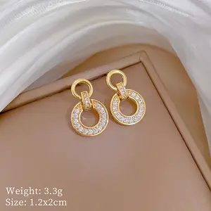 Ring 304 Stainless Steel Micro Pave Clear Cubic Zirconia Stud Earrings
