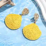 Teardrop with Shell Shape Alloy Raffia Dangle Stud Earrings