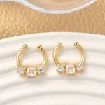 Brass Pave Clear Cubic Zirconia Circular/Horseshoe Barbell Nose Rings