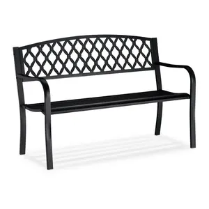 Relaxdays LAVICE Černá kovová vzor výpletu 2-místná 127,5 cm