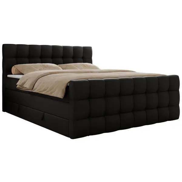 MKS POSTEL BOXSPRING ALTIVO KING DUO 140/200 - Černá Ekokůže - Topper Visco - H3