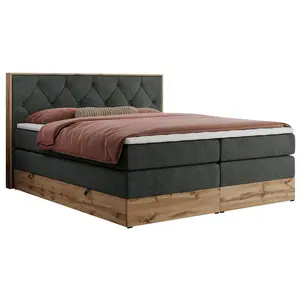 MKS POSTEL BOXSPRING VENETO KING 200/200 - Šedá Strukturovaná látka - H3