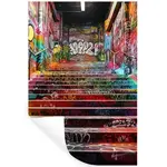 MuchoWow SAMOLEPKA NA ZEĎ Schody - Graffiti - Barvy - Umění 80x120 cm