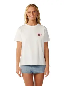 Rip curl dámské tričko Party Wave Art Relaxed Bone | Béžová | Velikost S | 100% bavlna