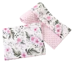 Medi Partners Quilt 75x100 + pillow 35x30 cotton + minky – Flowers + light pink minky