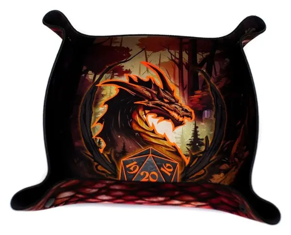 Dice tray - 22 x 22 cm - Red Dragon svítící ve tmě