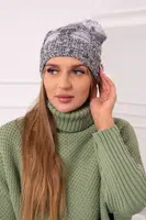 marka niezdefiniowana Fleecová čepice Dolores K303 světle šedá+tmavě šedá+bílá