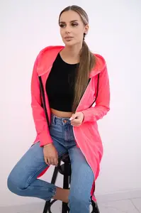Šaty s kapucí a kapucí růžové neonové