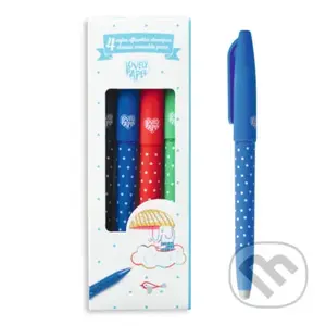 Gumovateľné perá: klasické farby, 4 ks